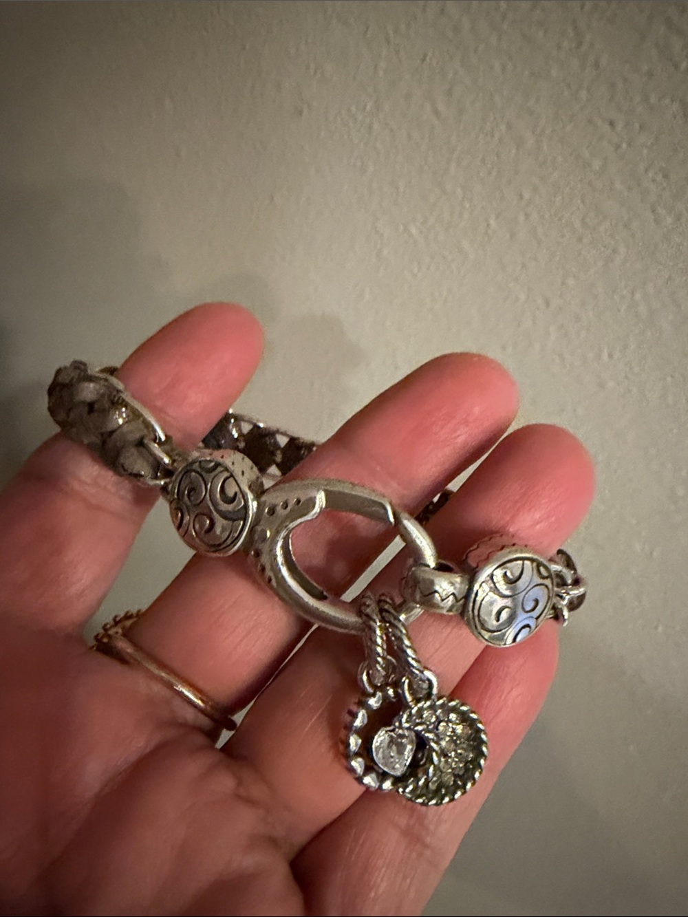Silver-Tone Women’s Braided Charm Bracelet